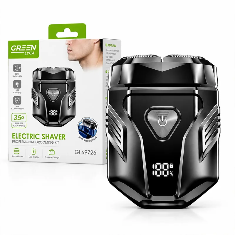 Rasoio elettrico da uomo, mini rasoio elettrico con ricarica rapida tramite USB-C, display a LED, impermeabile, ideale come regalo per uomo.