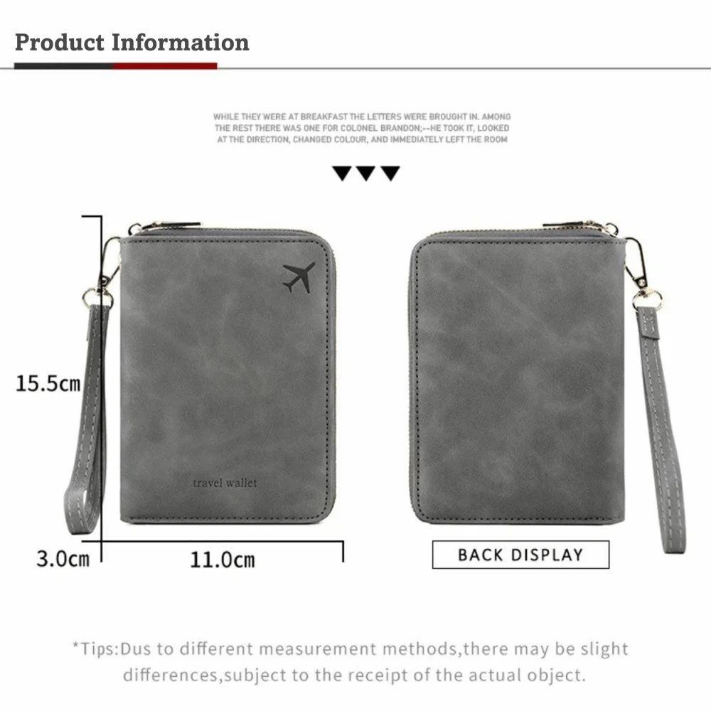 Multifunktionale PU-RFID-Passhülle Anti-Magnetisch Einfarbiger Passhalter mit Reißverschluss Münzbörse Unisex – Detail 1