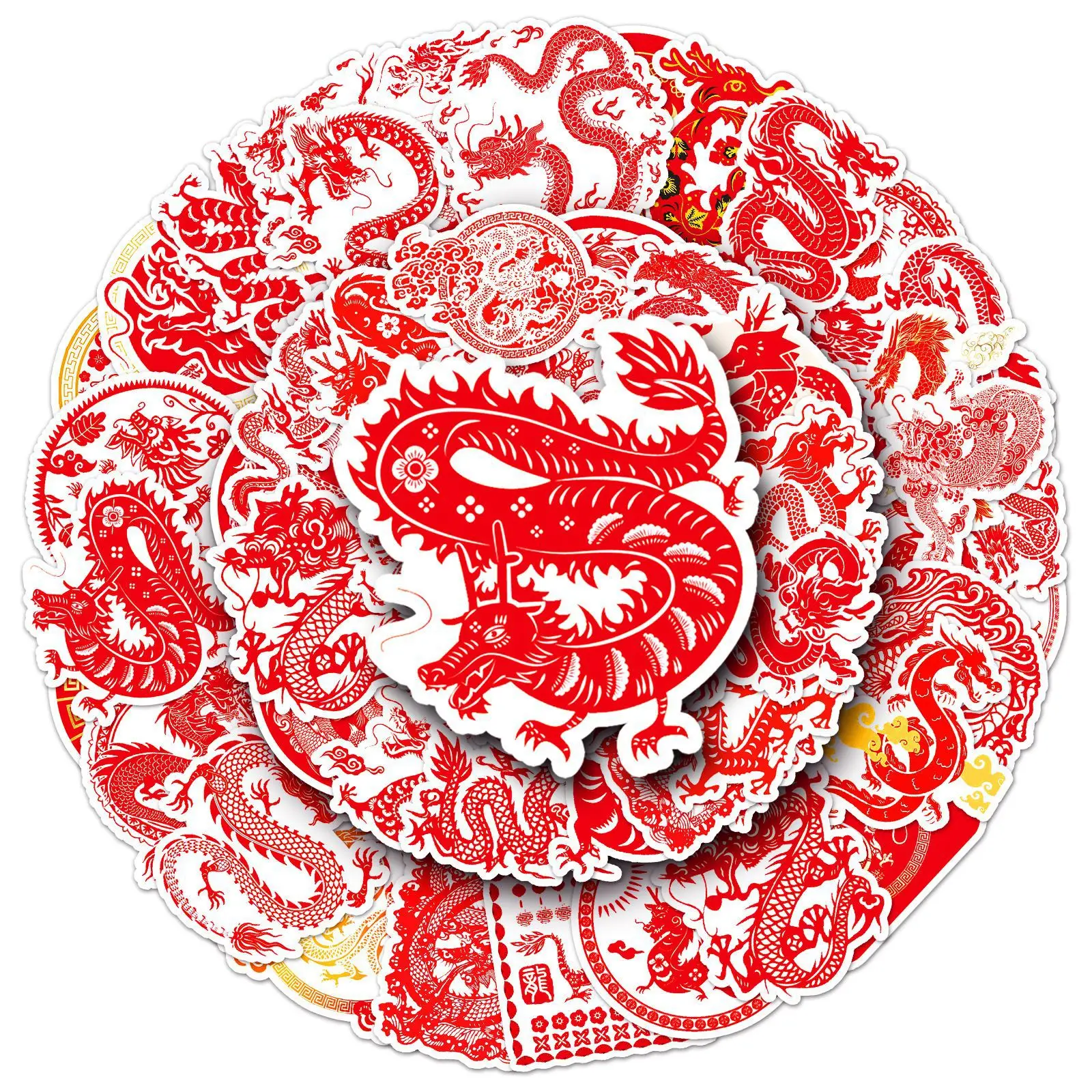 10/50PCS Chinese Dragon Series Graffiti Stickers Suitable for Laptop Phone Helmets Desktop Guitar Decoration DIY Stickers Toys