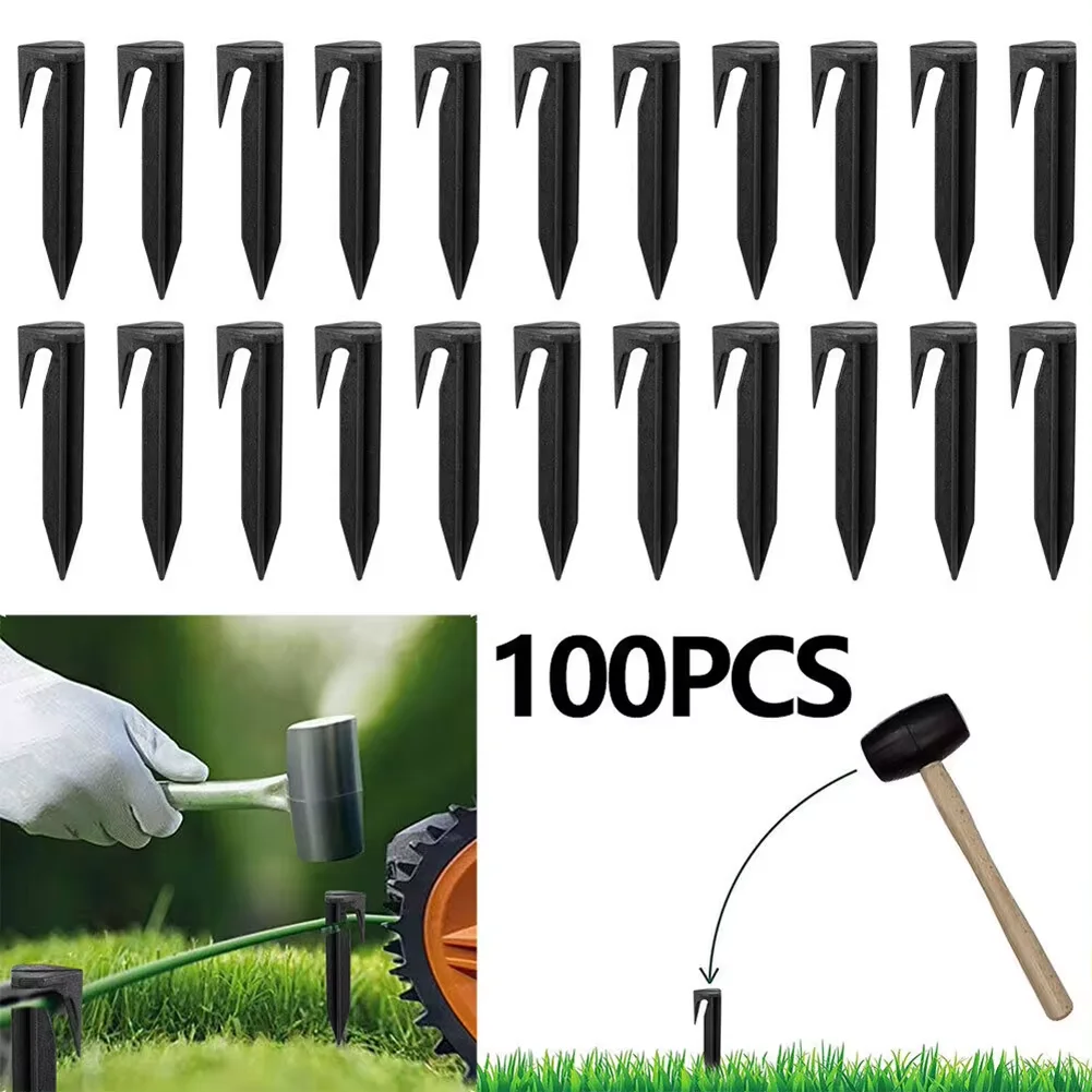 100pcs Ground Spikes Fixing Pins for Boundary Wire Installation Lawn Mower Peg Boundary Nail Stake Robotic Lawnmower Accessories