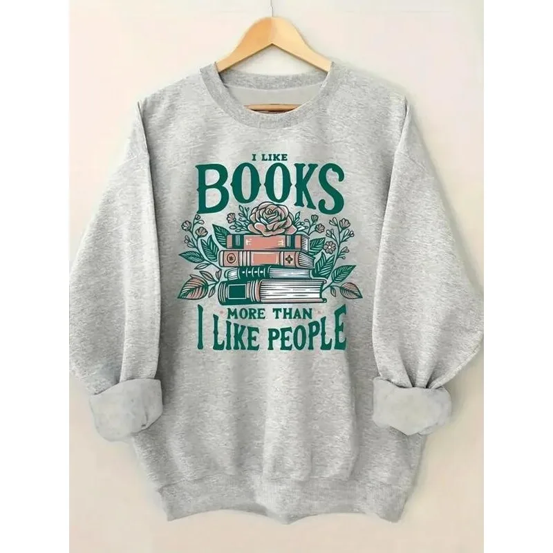 

Oversized Letter Print Hoodie Women's Sweatshirt Cross-Border No Hat Spring 2026 Fashion Ladies' Comfortable Cotton Pullover