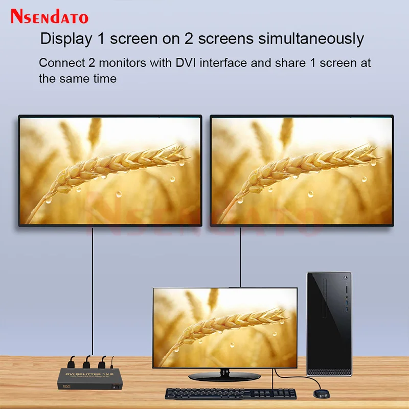 DVI Splitter 1X2 1 in 2 out DVI Switch Switcher 4K 1 DVI-D input و 2 DVI-D Output 2 Port DVI Splitter لشاشة التلفزيون PC #3