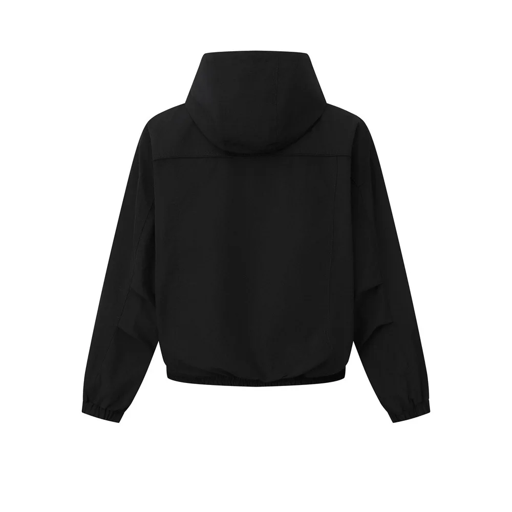 MWJLPWQ Drawstring Hood Zip Front Functional Outerwear Diagonal Zipper Pocket Elastic Waist Oversized Men Layering Jacket 16830