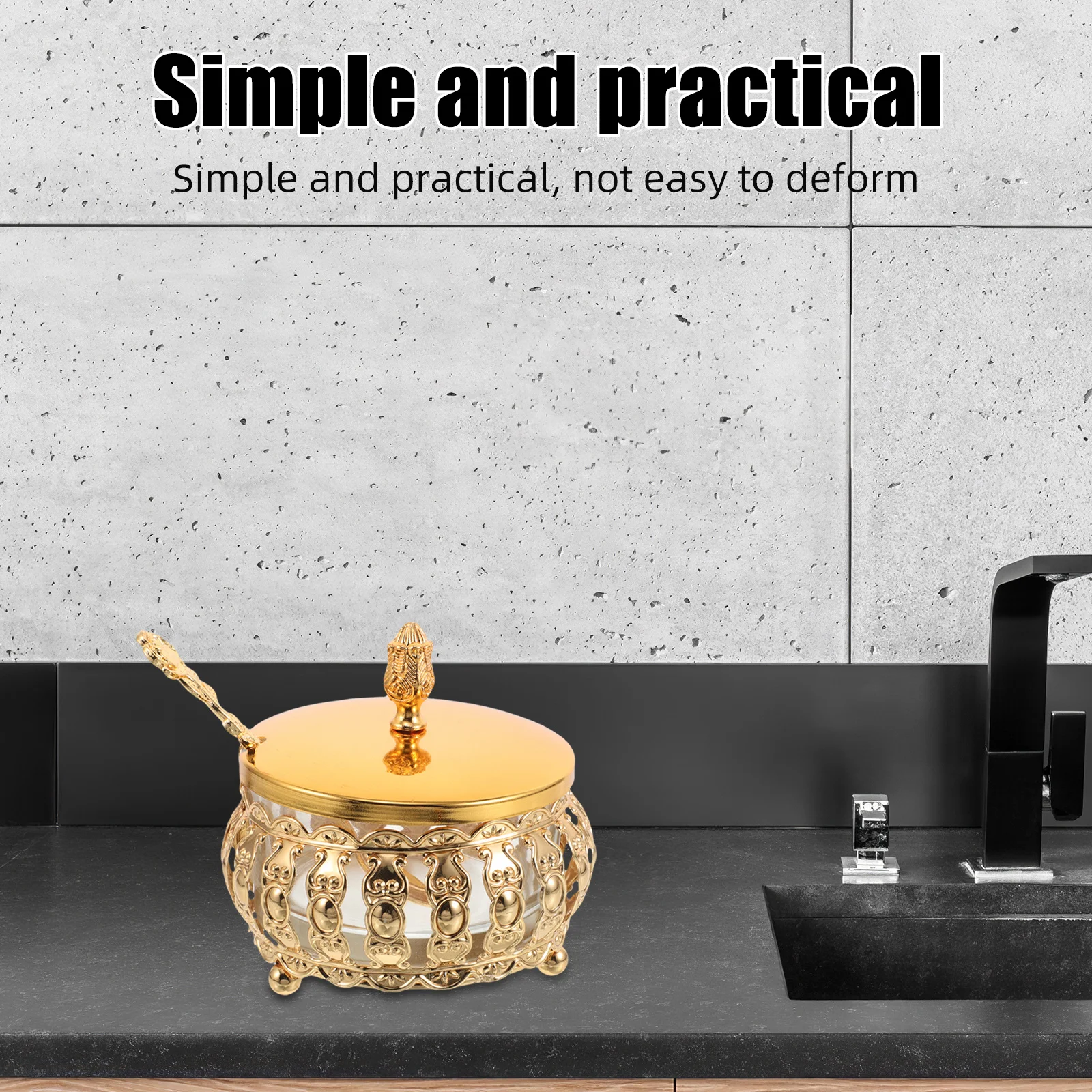 

1Set Kitchen Seasoning Jar with Spoon Glass Body Airtight Seal for Sugar Salt Pepper Coffee Ideal Pantry Storage Container