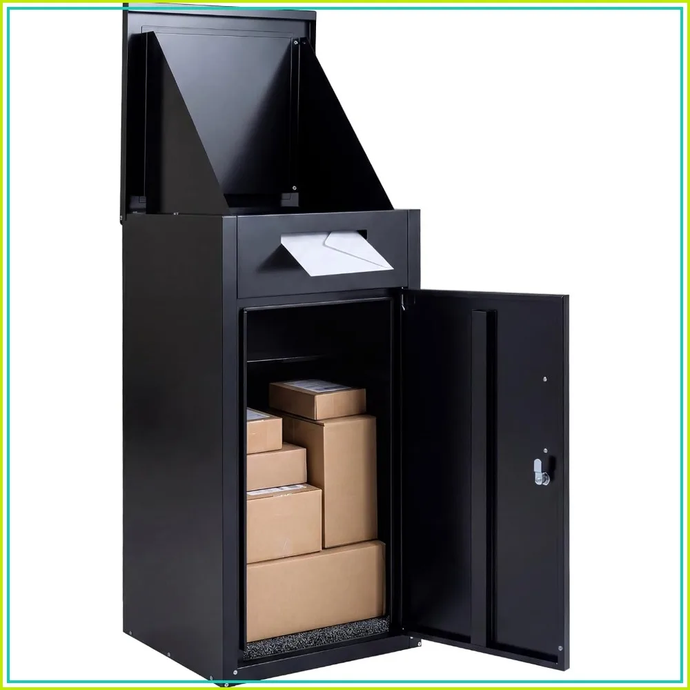 Galvanized Steel Parcel Drop Box 18x17.5x34in Lockable Package Delivery Box for Outside Home Office