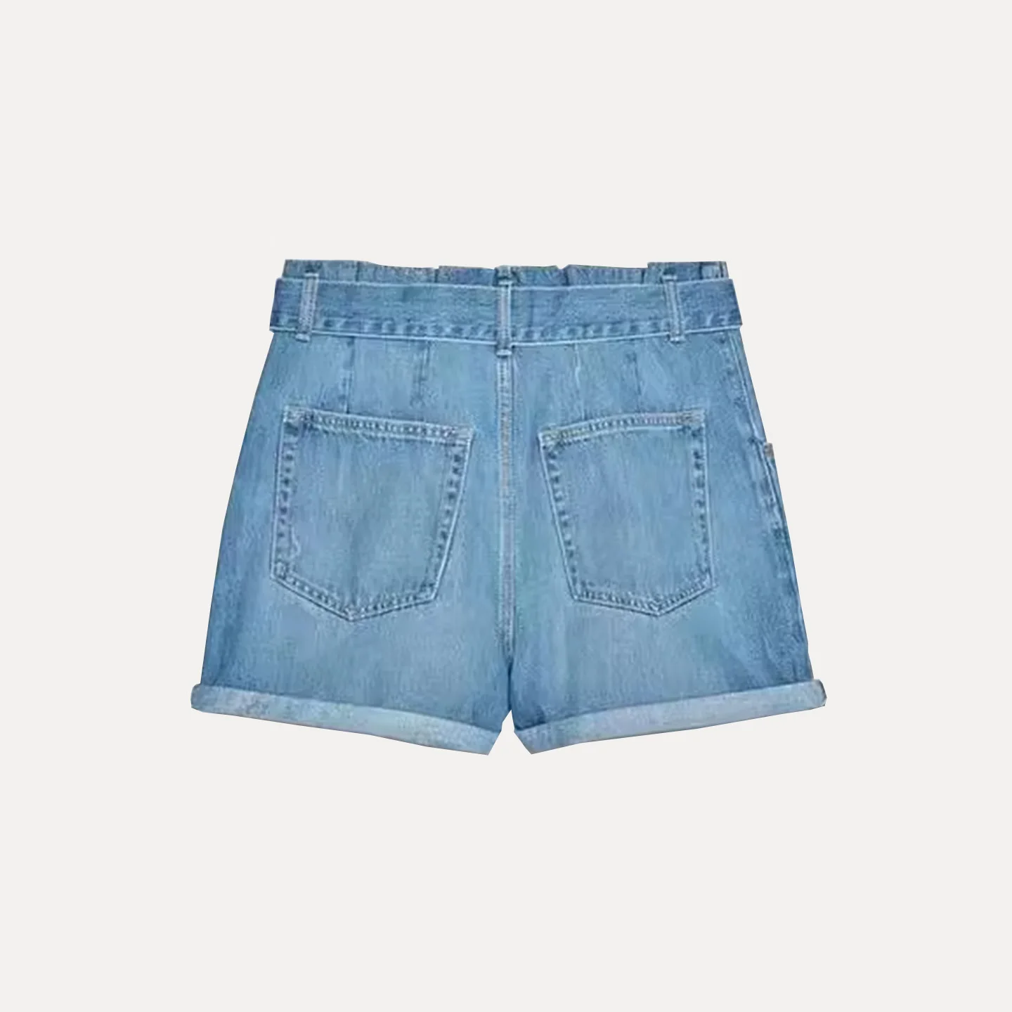 กางเกงยีนส์เอวสูงทรงลำลอง สไตล์ลำลอง สำหรับฤดูร้อน ปี 2025 แฟชั่นทรงกระบอกเอวผู้หญิง แบรนด์ Z ผ้าโพลีเอสเตอร์