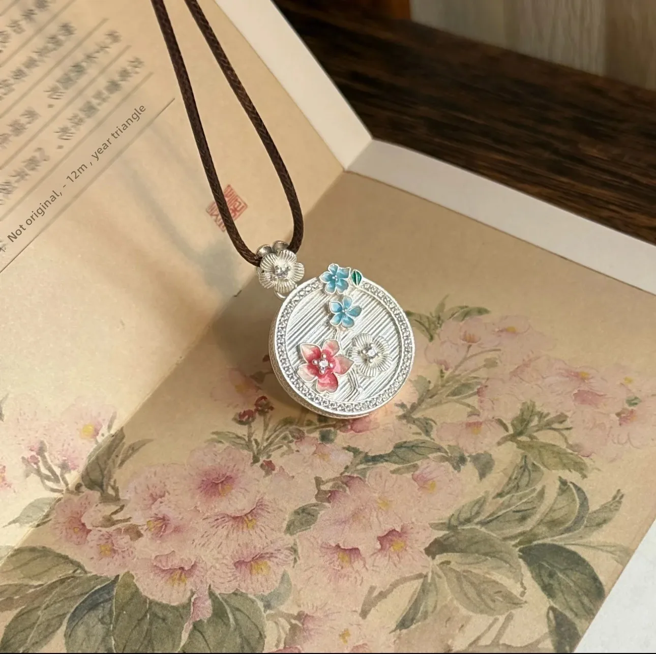 Chinese Style Lucky Blessing Enamel Plum Blossom Pendant Necklace Long Sweater Chain Electroplated Silver Gold Color Auspicious