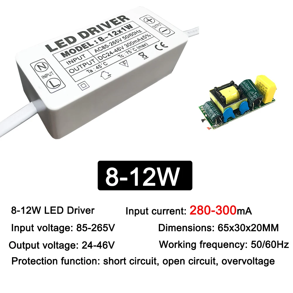 LED Driver 300mA 1-3W 4-7W 8-12W 18W 20W 18-25W 25-36W LED Constant Current Driver Power Unit Supply For Driver LED Transformer