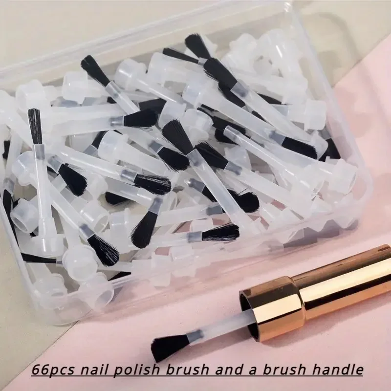66pcs/25pcs Disposable Nail Polish Brush Nail Polish Bottle Replacement Head Brushes Acrylic Powder Applicators Manicure Tools
