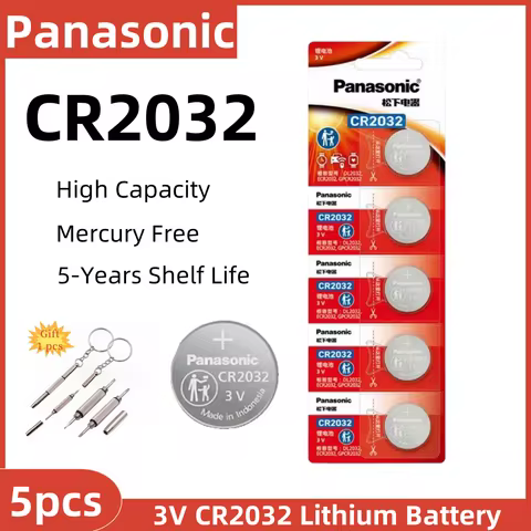 5pcs Original PANASONIC CR2032 CR 2032 3V Lithium Battery For Watch Calculator Clock Remote Control Toys Button Coins Cell