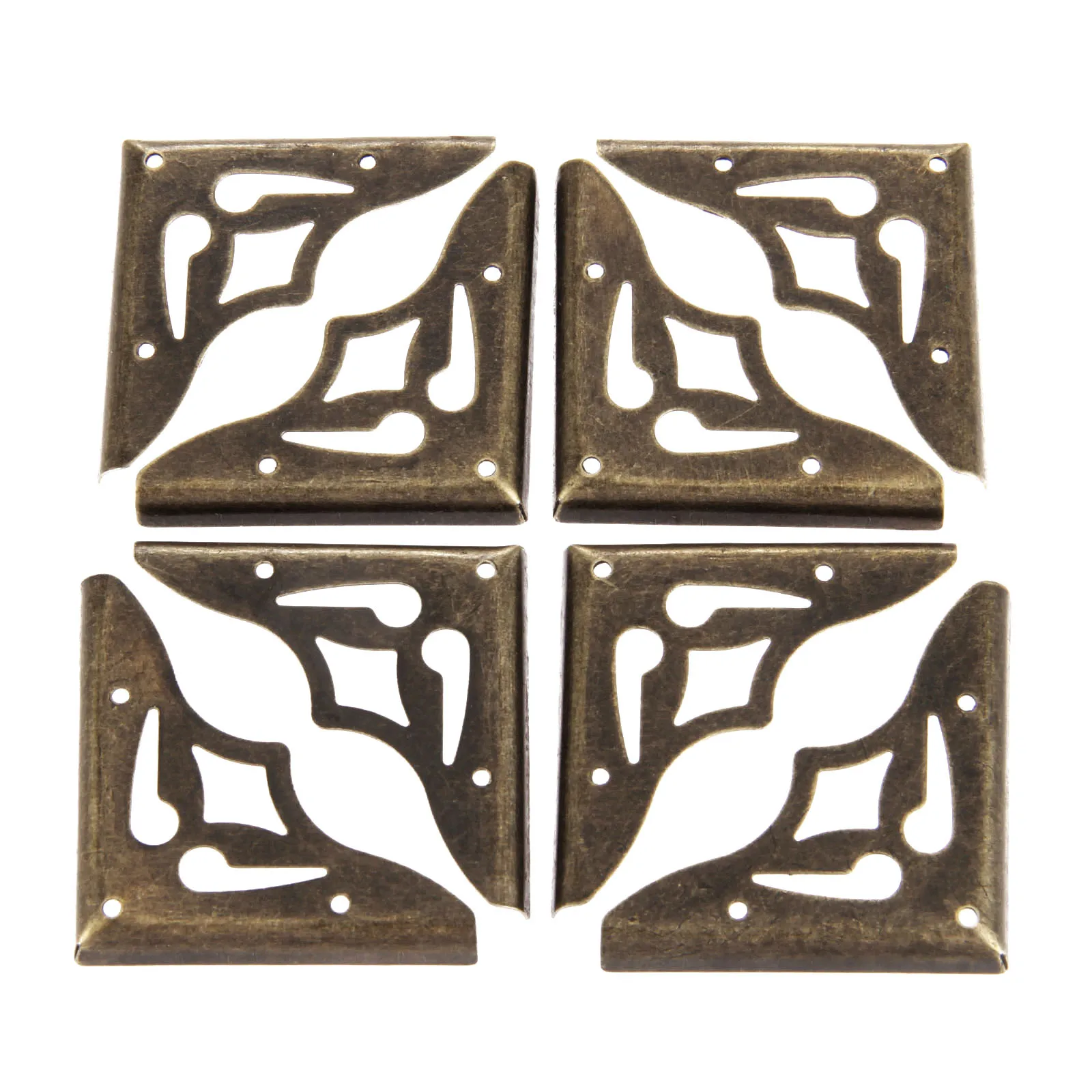 

20Pcs Retro Design,Antique Bronze Iron Corner Decorative Protectors,1.38"x1.38"x0.2",Protect Desk Jewelry Box,wood Cases W/Nails