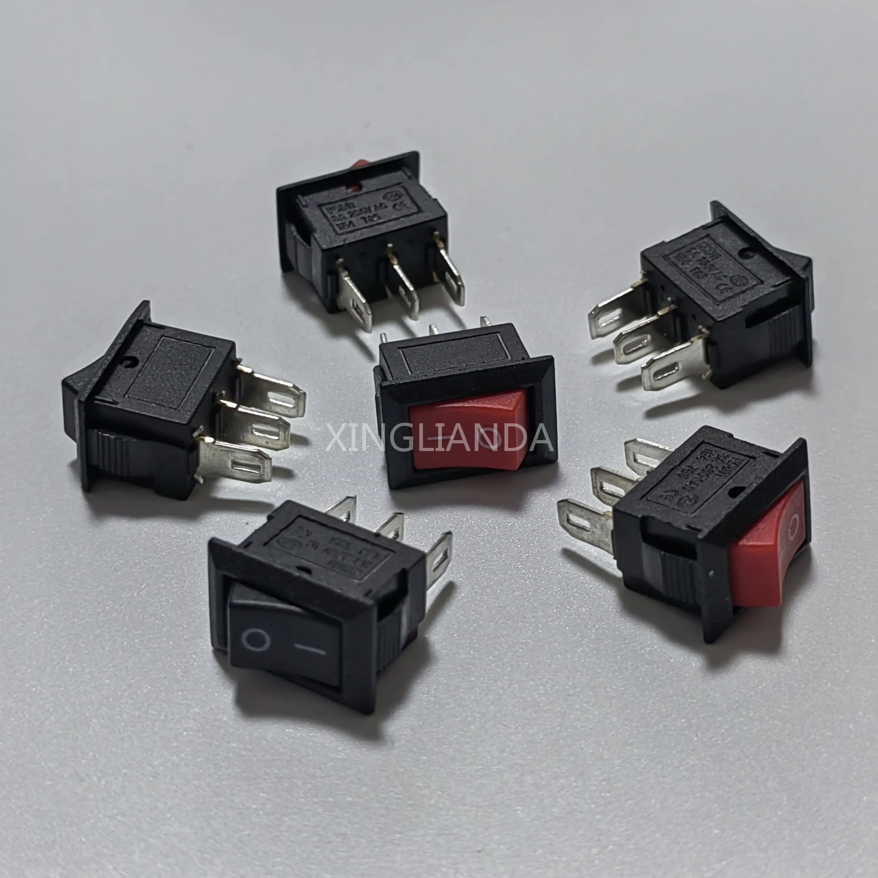 20PCS KCD1-11 10X15MM Rocker Push Button Mini Switch 3A 250VAC 6A 125VAC 3Pin Snap-in On/Off 10*15 Black Red image 5