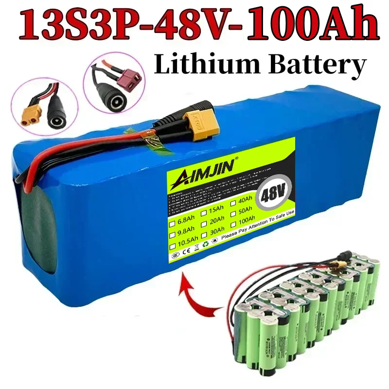 13S3P High quality, large capacity NEW 48V 100ah 48V Lithium Ion Battery 200Ah, for 54.6V Electric Scooter, with Reinforced BMS