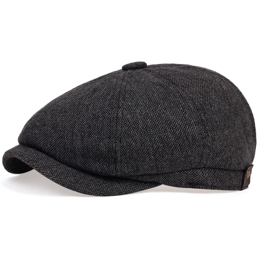 Retro Newsboy Caps für Herren, achteckige Hüte, britische Malerhüte, Herbst-Winter-Baskenmützen, Fischgrätmuster-Flatcaps, Hip-Hop-Baskenmützen, Gorras