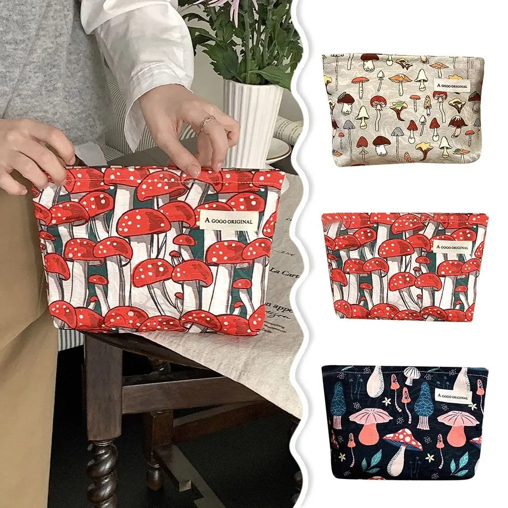 

Модная косметичка с грибным принтом, большая вместительная сумка для хранения монет на молнии