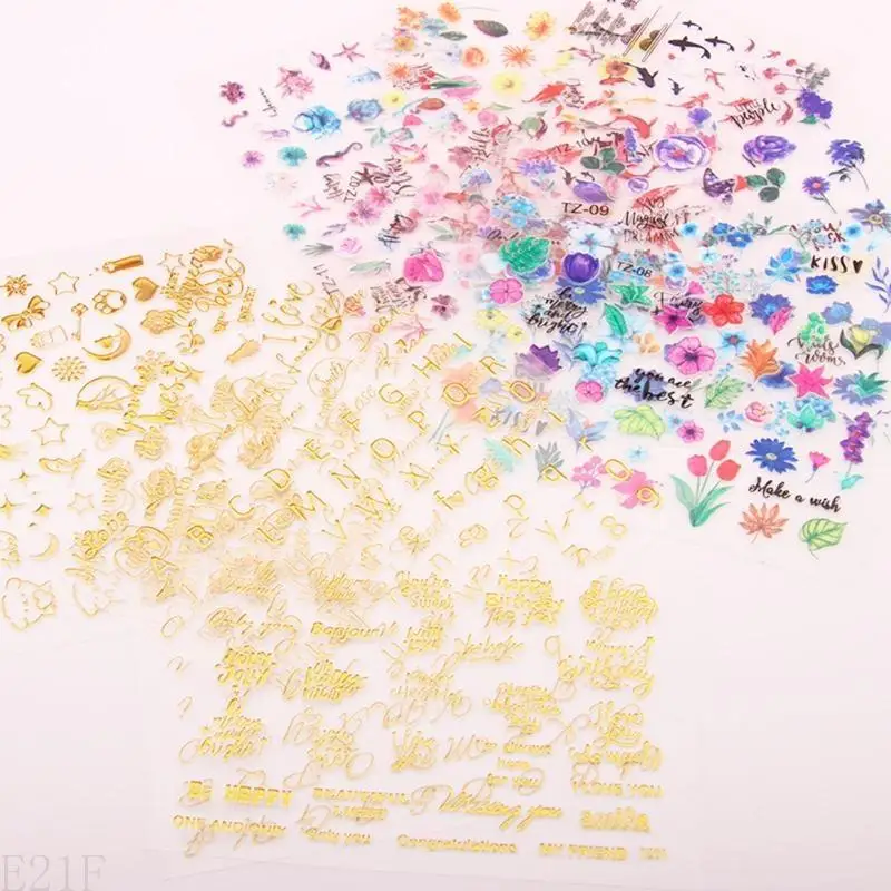 

E21F Flower Blessing Sticker Alphanumeric Peel-off Sticker for Scrapbook Journal