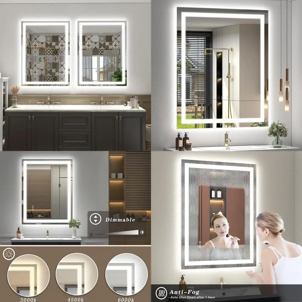 

Dimmable LED Vanity Mirror with Front and Back Lighting, Anti-Fog, Shatterproof, ETL Listed