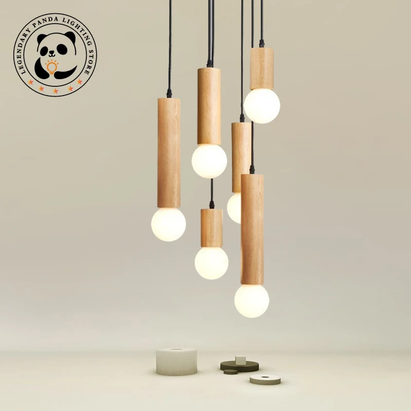 Nordic Modern Pendant Lights Minimalist Wooden Interior Decoration Bedroom Restaurant Living Room Ceiling Chandelier LED Fixture