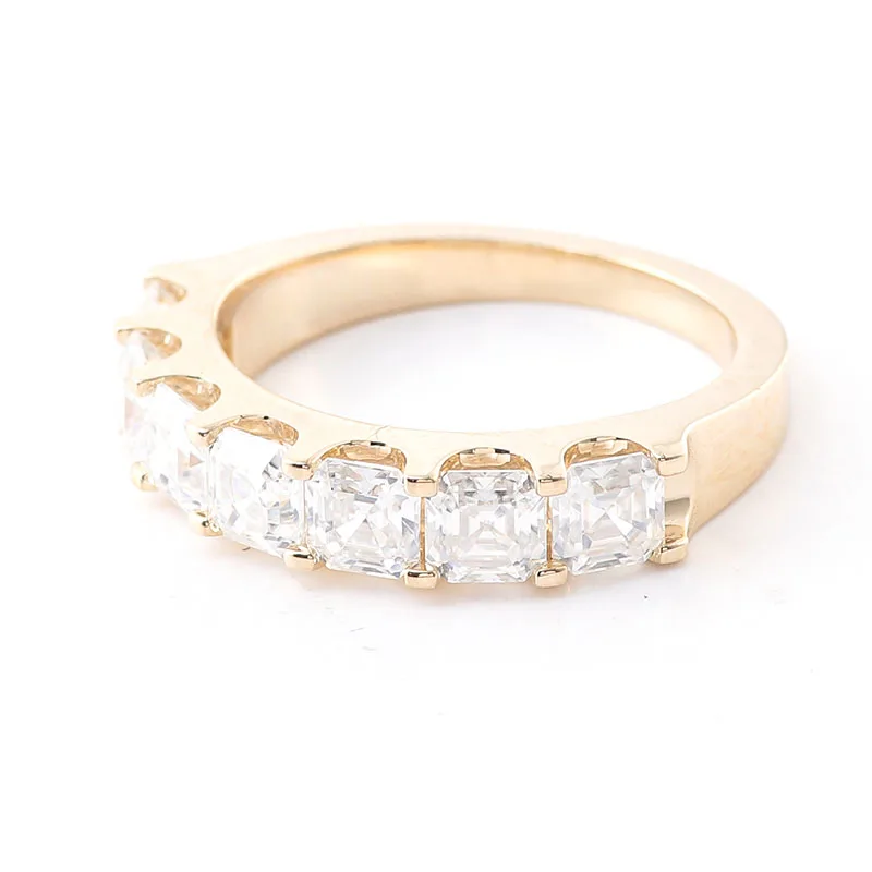 Provence 10K/14K/18K Moissanite Eternity Rings for Women Asscher Cut D Color Promise Rings Custom Jewelry With GRA Certificate