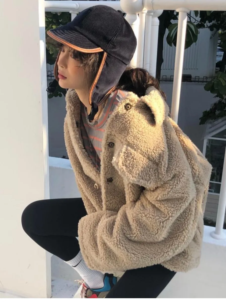 Calor sli gola de pele de cordeiro emenda algodão feminino jaet primavera outono inverno comute sle comprimento regular on-line exclusivo