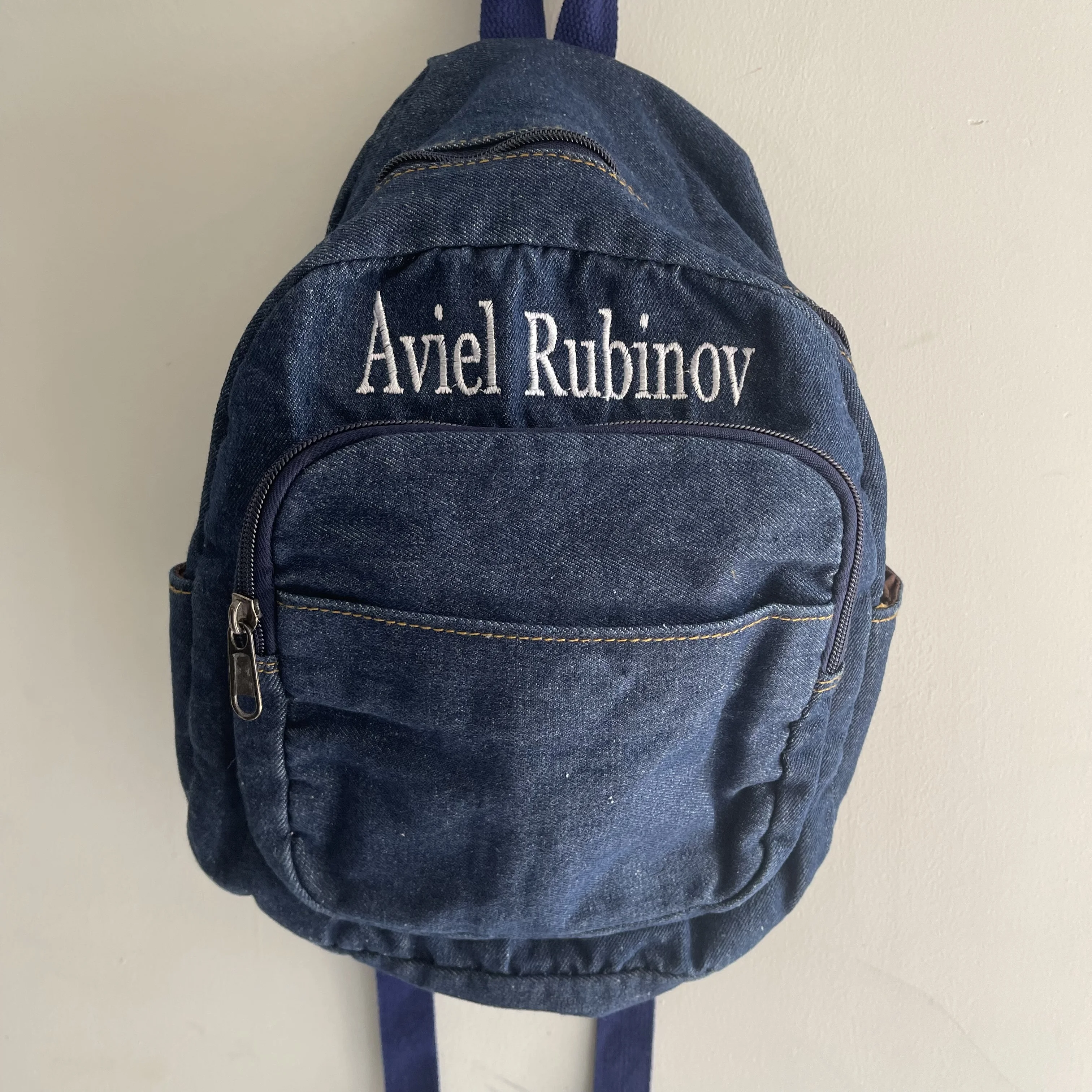 

Women Denim Backpack Custom Embroidered Name Student Outgoing Shoulder Bag Personalized Simple Denim Small Backpacks Unique Gift