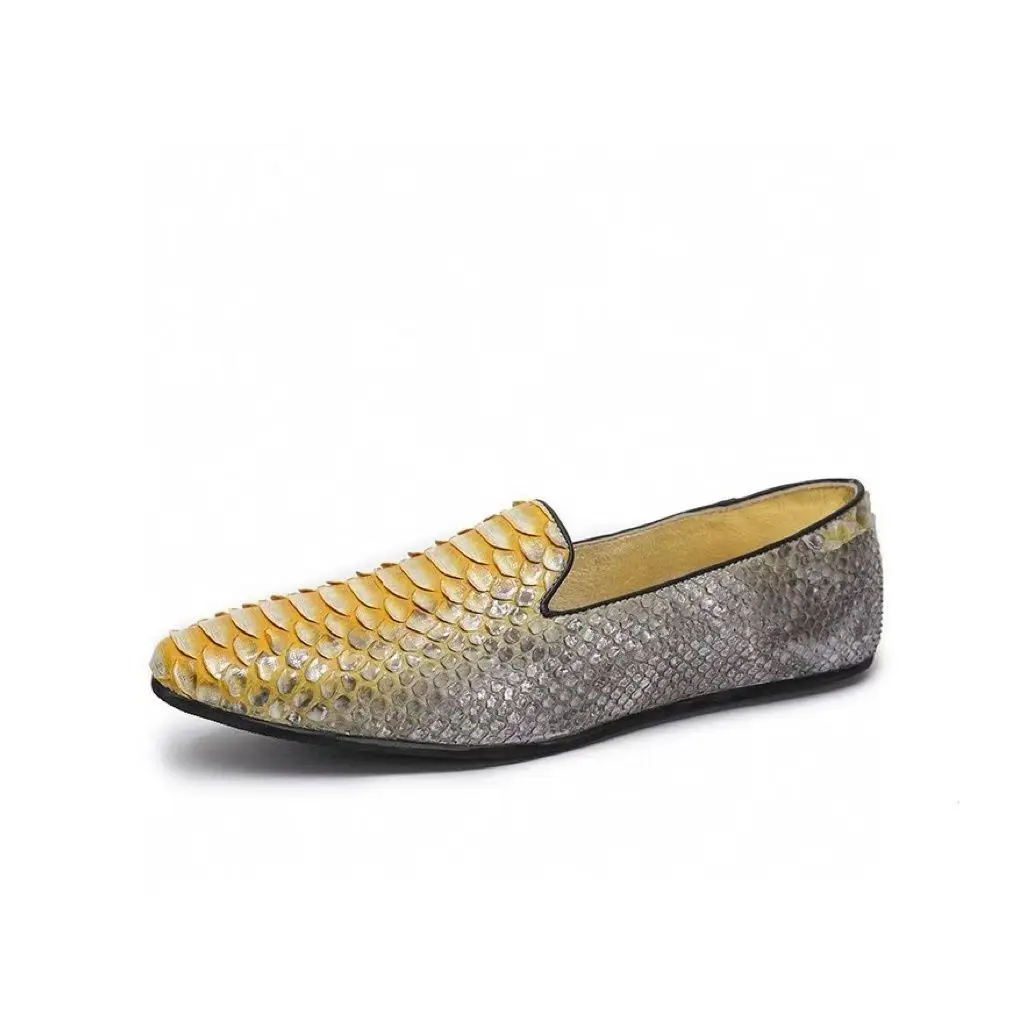 

2025 new arrival Fashion Snake skin causal shoes men,male Genuine leather Driving shoes pdd741