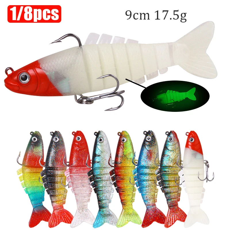 

1/8pcs 9cm 17.5g Swimbait Joint Bait Soft Lure With Fishing Hook Simulation Fishing Lures Fake Bait Silicone Bait Pesca Peche