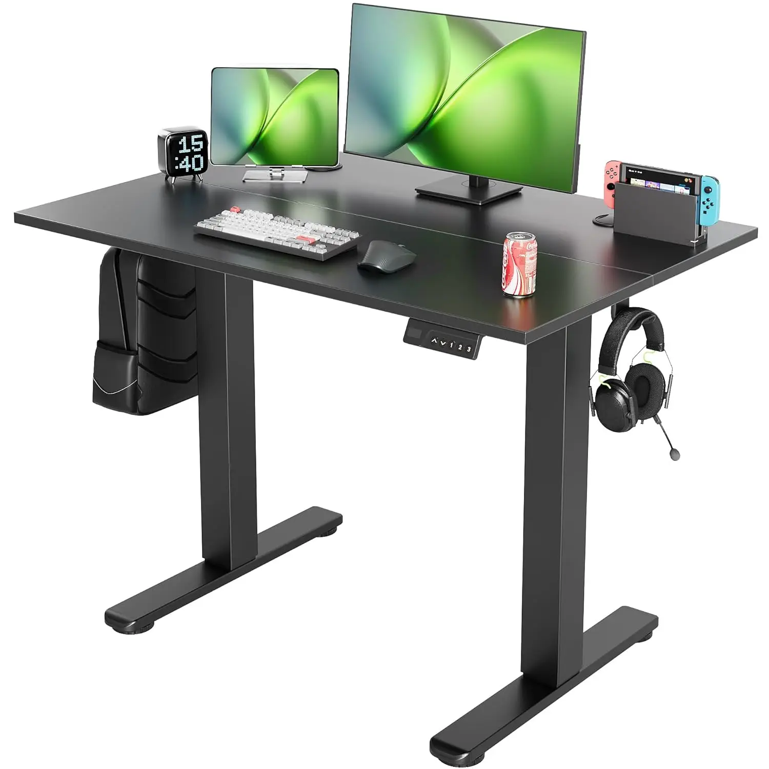 Electric Standing Desk Adjustable Height, 40 X 24 Inch Sit Stand Desk With T-Shaped Frame, 3 Memory Presets & Cable Management F