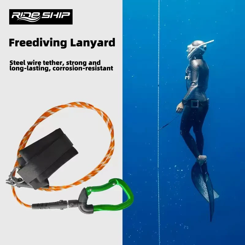 freediving-lanyard-adjustable-stainless-steel-wristband-safety-rope-for-underwater-depth-training-freediving-anti-loss-rope