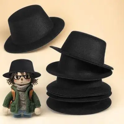 

6Pcs Handmade Tops Hat Flat Top Decor Creative Fabric Hat Ornament Clothes Accessory DIY Decoration Party Use Accessory