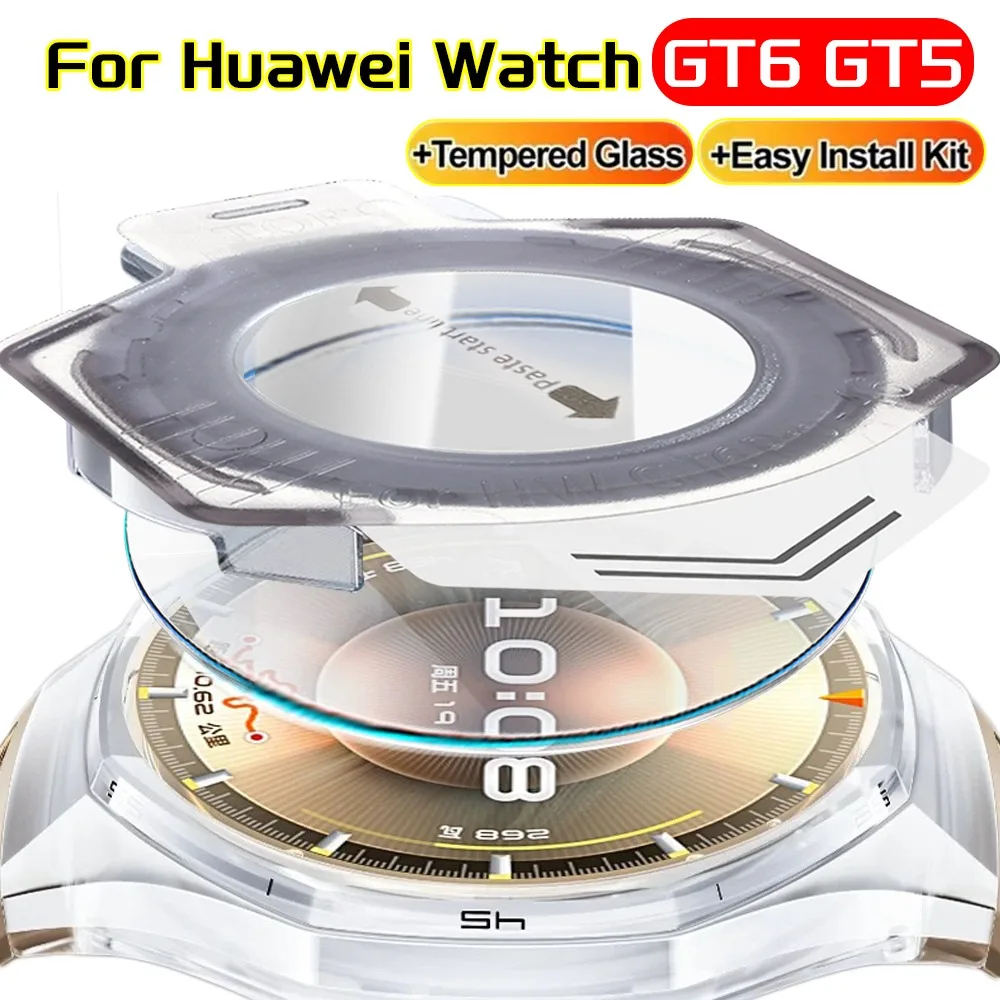 1-3PCS Easy Install Tempered Glass for Huawei Watch GT6 GT5 Pro GT6pro 41mm/46mm/42mm Bubble Free Anti-Scratch Screen Protector