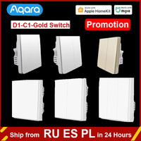 Aqara D1 C1 Gold ZigBee Smart Wall Switch Smart Home Wireless Key Light Switch Fire Wire With NO Neutral For Mi home APP Homekit