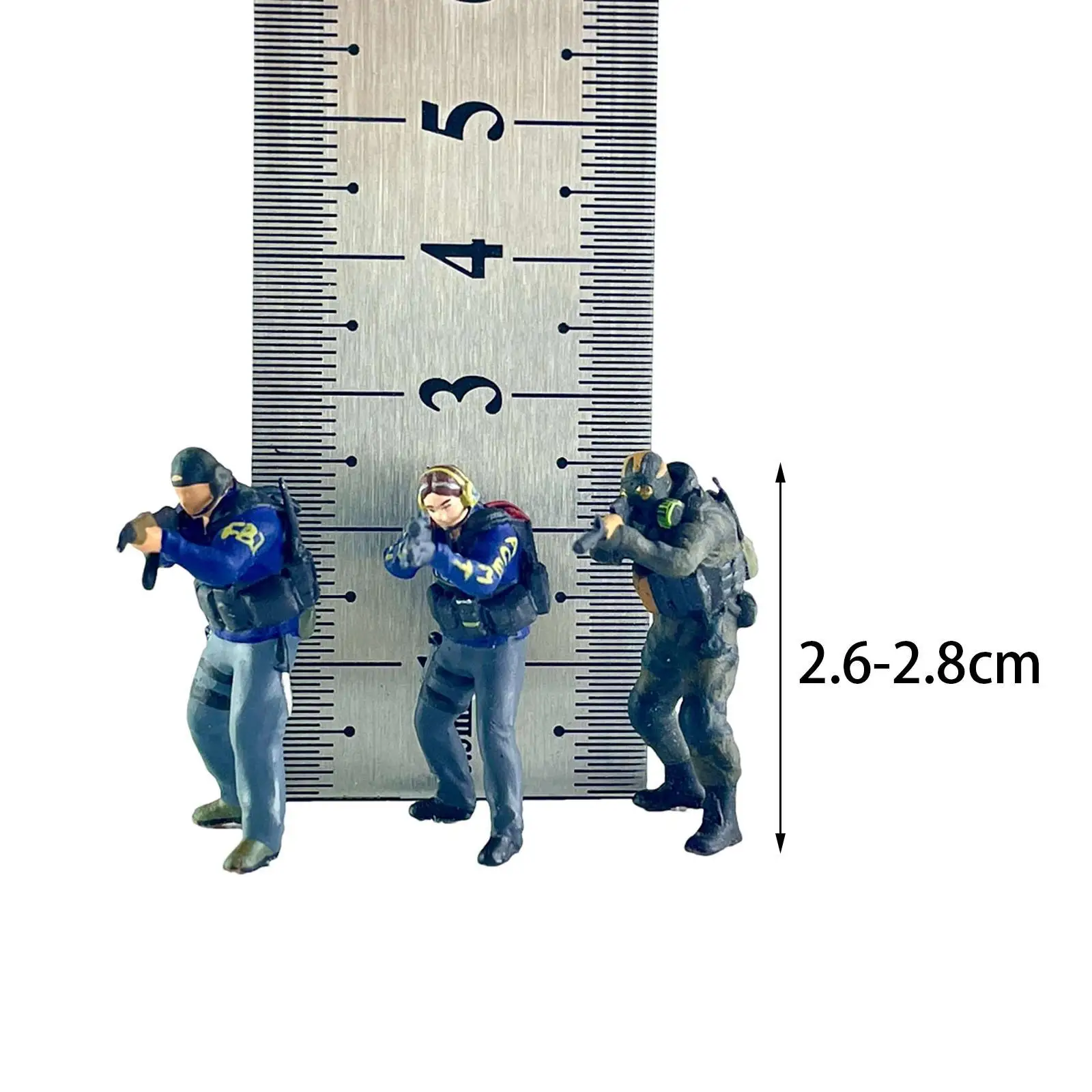 3x 1/64 Mädchen Junge Figur Schreibtisch Dekoration Sammlung in Uniformen für DIY Szene