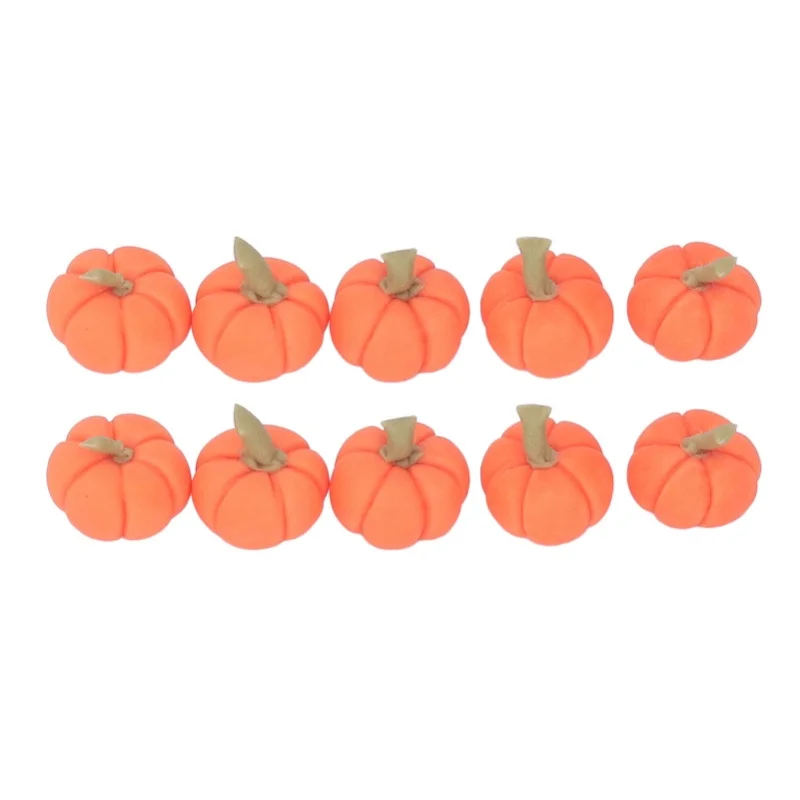 10pcs 1:12 Dollhouse Miniture Pumpkins Artificial Clay Lifelike Decoration Mini Fake Harvest Pumpkins For Halloween