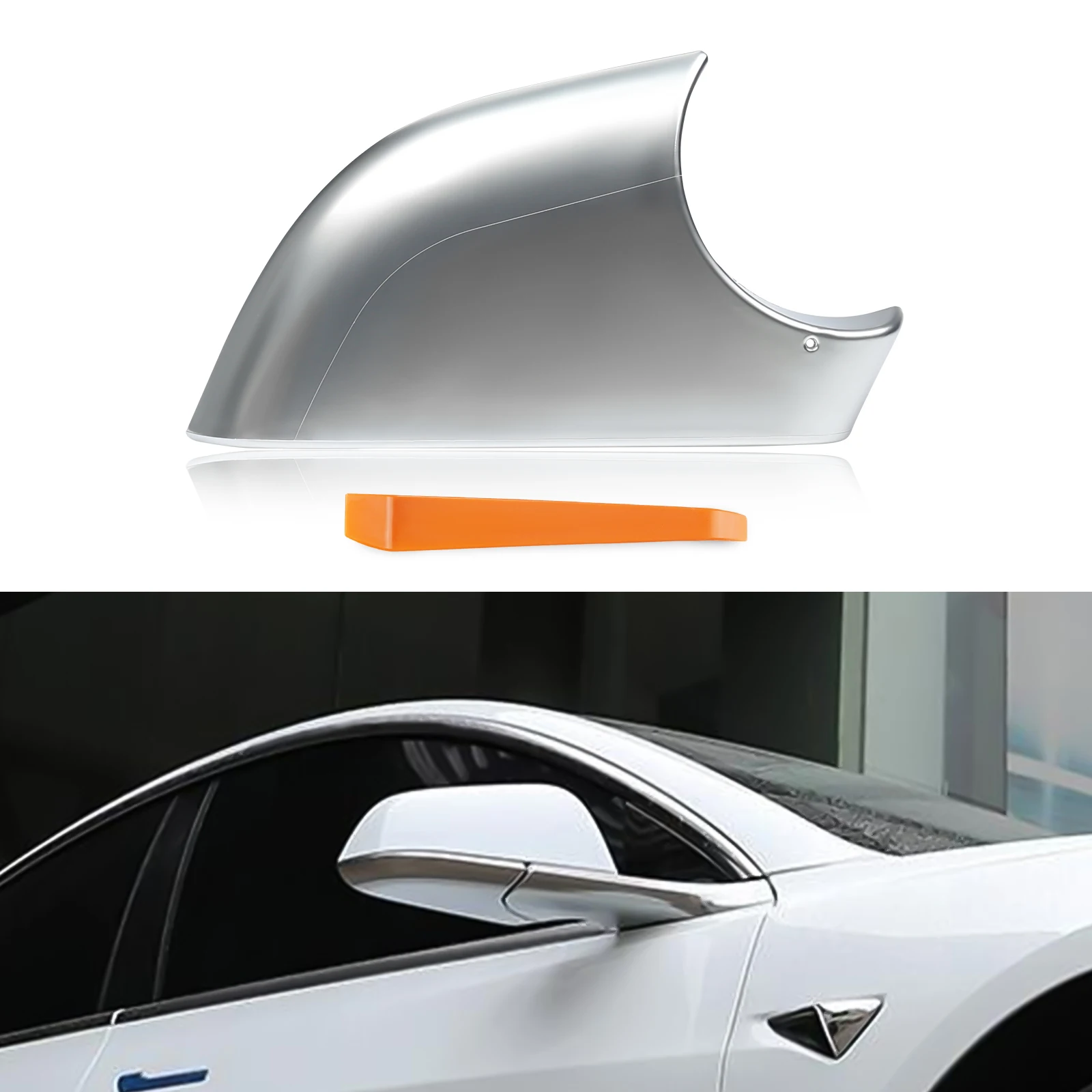 Car right rearview mirror base cover plating for Model 3 2017 2018 2019 2020 2021 2022 Lower Cover Holder Chrome