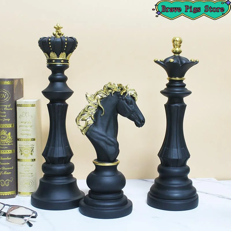 Classic Chess Piece Decoration Accessories Resin King Queen Knight Crafts Desktop Study Living Room Decoration Chessman