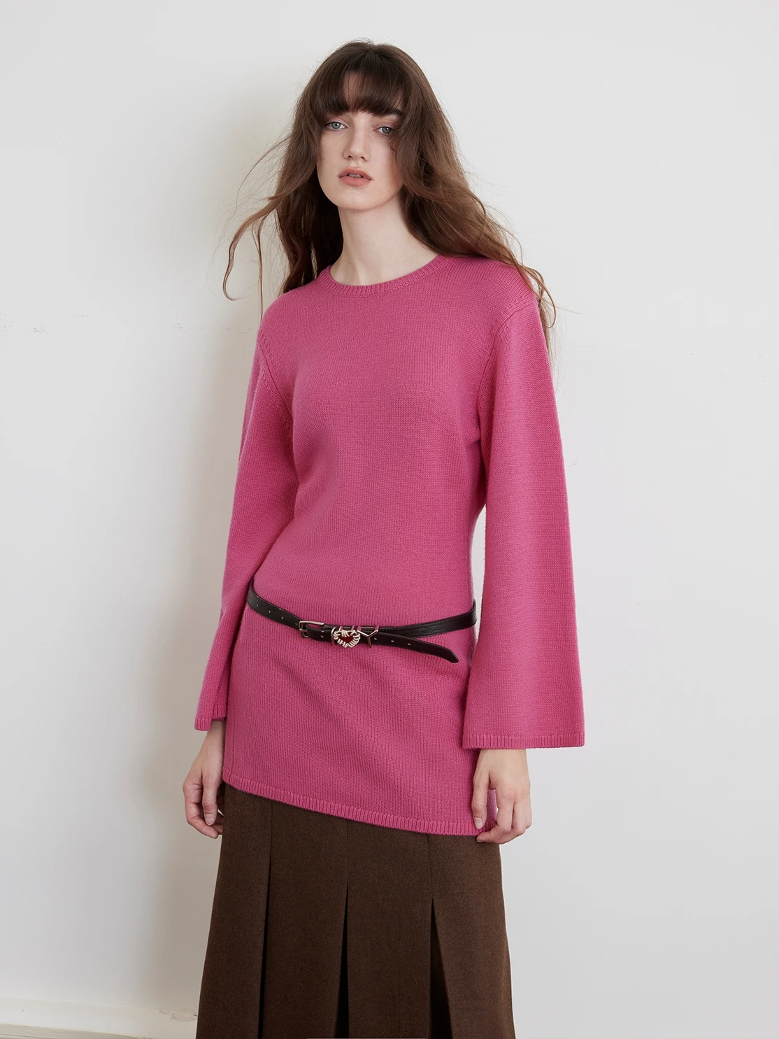 

Faionable Knitted Sweater Women's Full Wool Bell Sve Waist Cinched Slimming Autumn Faion by Fuzhen