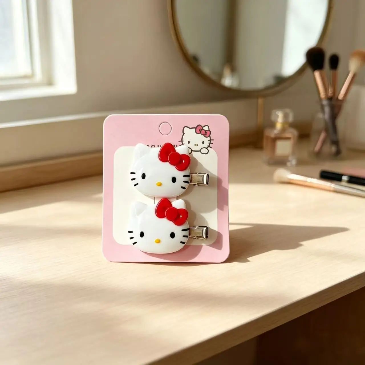 Hello Kitty Haarspangen-Set - Kawaii Acryl-Katzenkopf & Fruchtmuster Haarklammern für Mädchen, Niedliche Seitenpony-Clips & Tägliches Accessoire – Detail 2