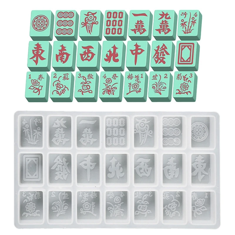 A/B/C 3 kinds of packages DIY Crystal Glue Molds for Making Mahjong Machine Large Size 42 Mahjong Silicone Mold