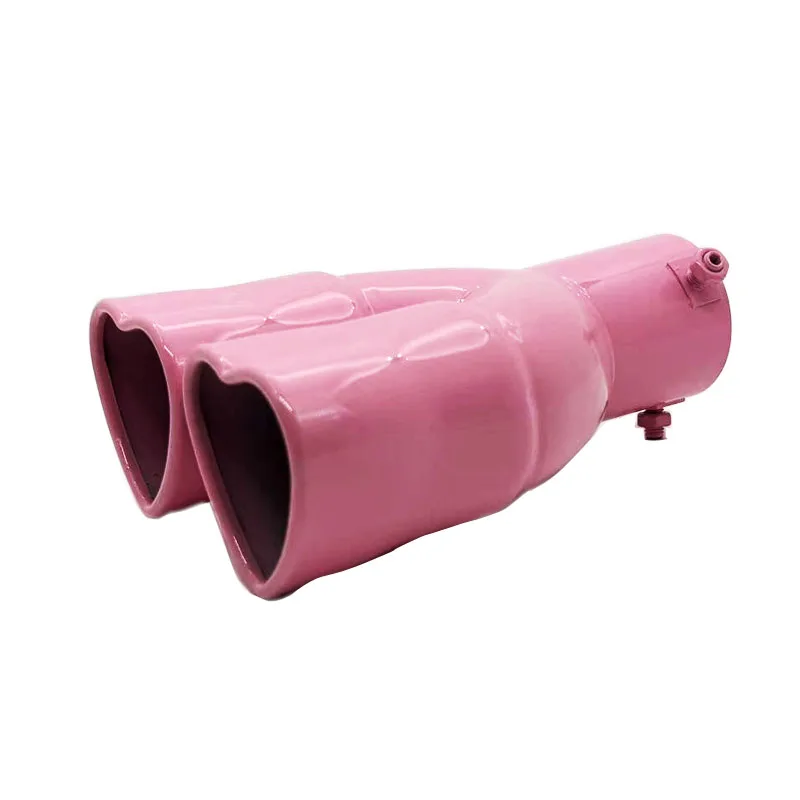 63mm heart shape muffler tailpipe universal exhaust tip car stainless double tips coloful car modified auto silencer exhaust