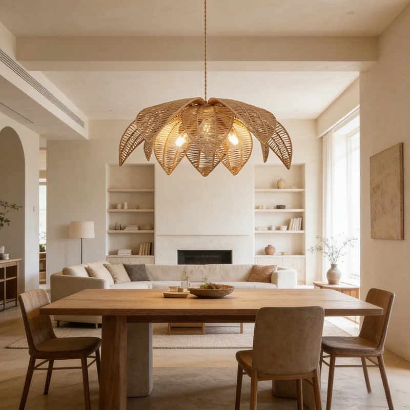 Amerikanische Retro E27 Rattan Pendelleuchte Bar LED Hängelampe Bohemian Stecker-Pendelleuchten Restaurant Hängelampe