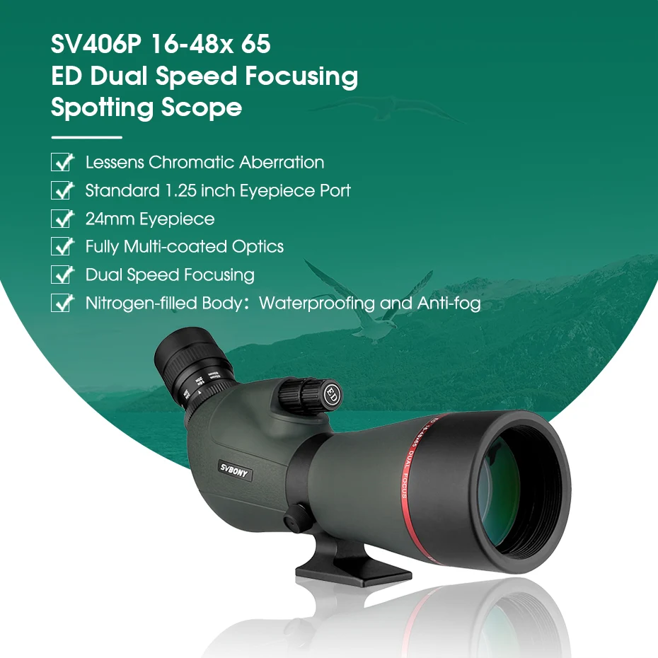Svbony SV406/SV406P ED Spektiv 20‑60x80/25‑75x100/16‑48x65 Doppelfokus IPX7 Wasserdichtes Teleskop für Vogelbeobachtung und Bogenschießen – Detail 25