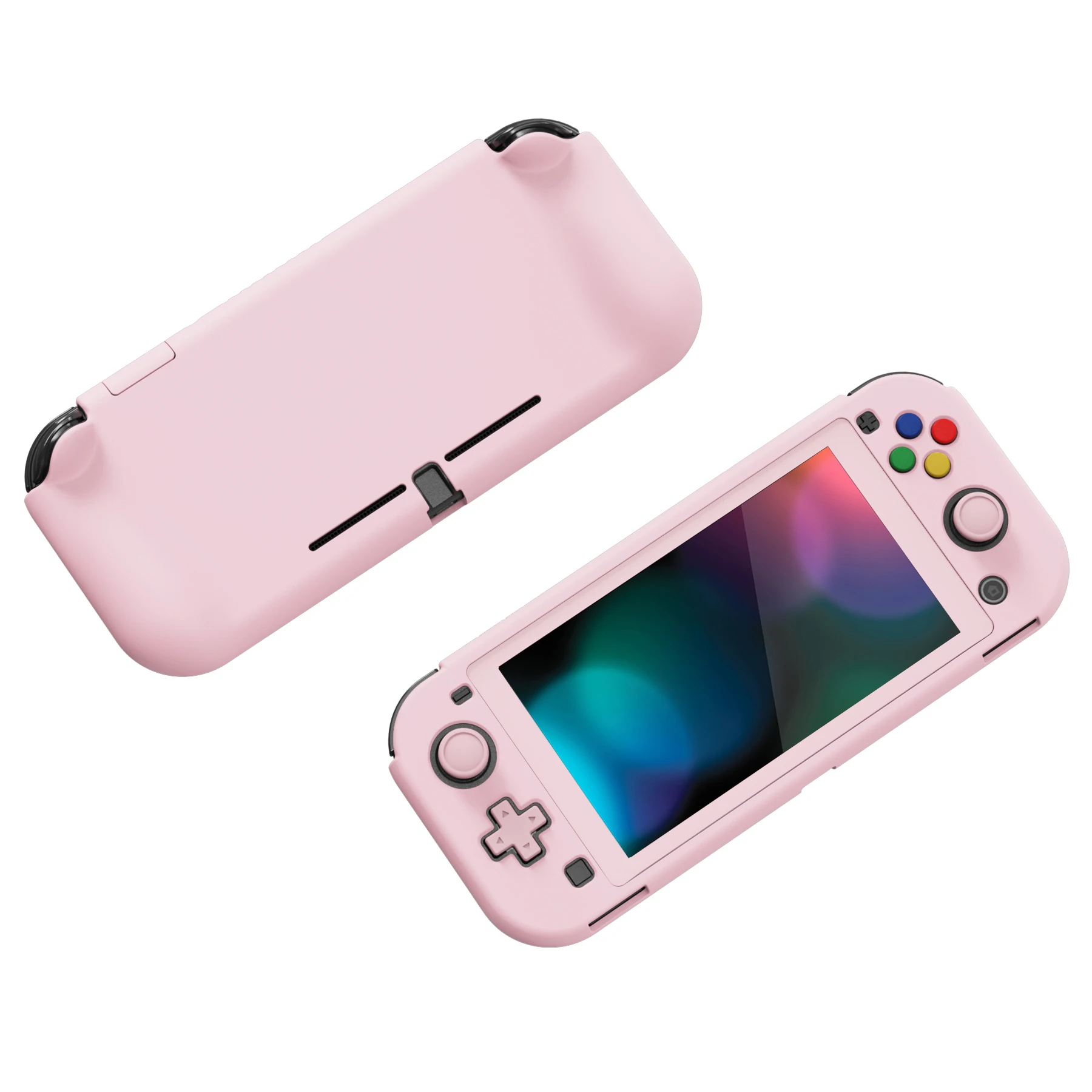 PlayVital ZealProtect-funda protectora ergonómica para Nintendo Switch Lite, Protector de pantalla, empuñaduras de pulgar y tapas de botones, color rosa