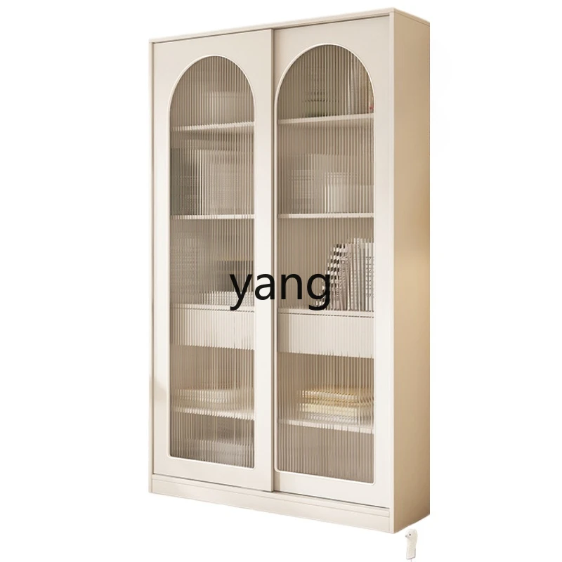 

CX Solid Wood White Glass Door Bookcase Locker Simple Modern Home Living Room