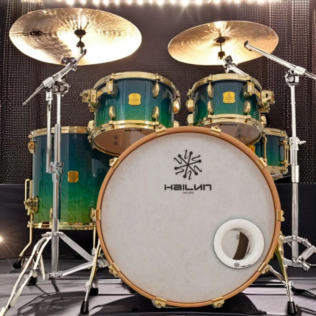 Hailun ARTIST Series High Quality Chinese Jazz Drum Kit Bird's Eye Maple With Heads Steel Drum Chamber For Instrument Usage