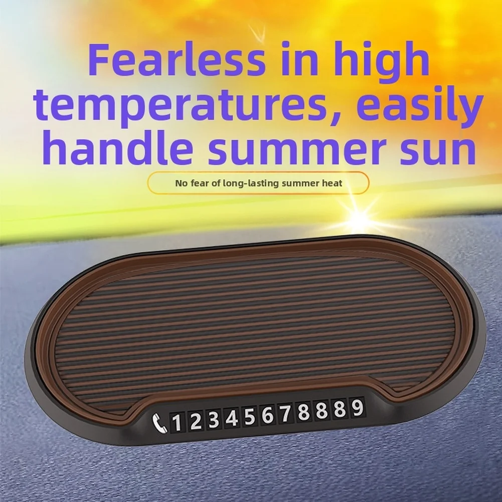 Car Dashboard Phone Holder Anti Slip Mat with Washable Heat Resistant Rubber and Integrated Parking Card for Convenient Display