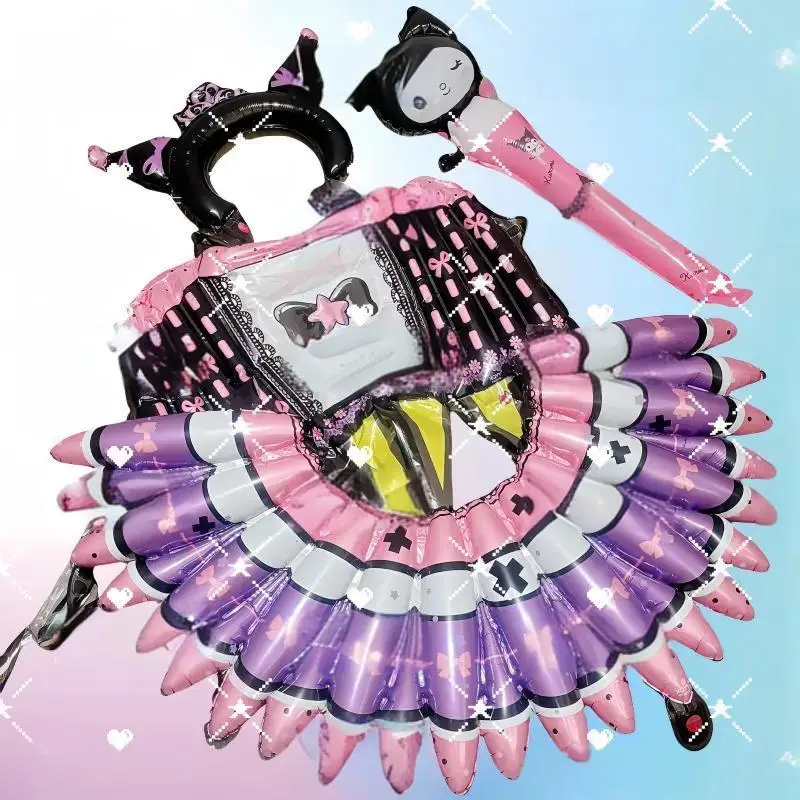 Sanrio Anime Kuromi Balloon Skirt Set Girl Lolita Princess Dress Party Inflatable Toy Cute Girly Heart