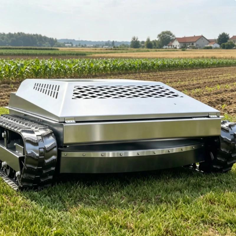 Robotic Remote Crawler Grass Cutter Adjustable Cutting Height Rubber Track Mower For Villa Courtyard Orchard Grass Trimming