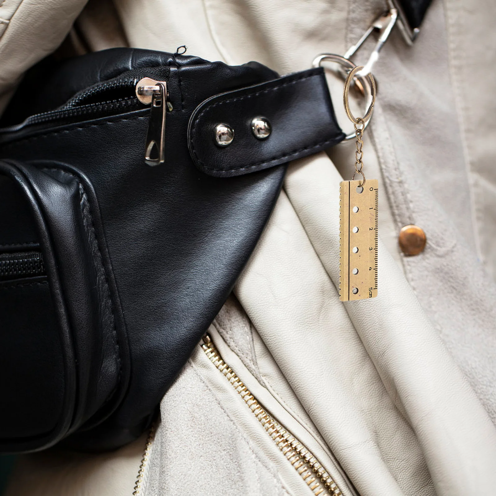 2 قطعة سلسلة المفاتيح الورنية الصغيرة المحمولة أداة قياس مفتاح سلسلة حاكم لحقيبة الظهر محفظة عالية الدقة حلقة مفاتيح معدنية