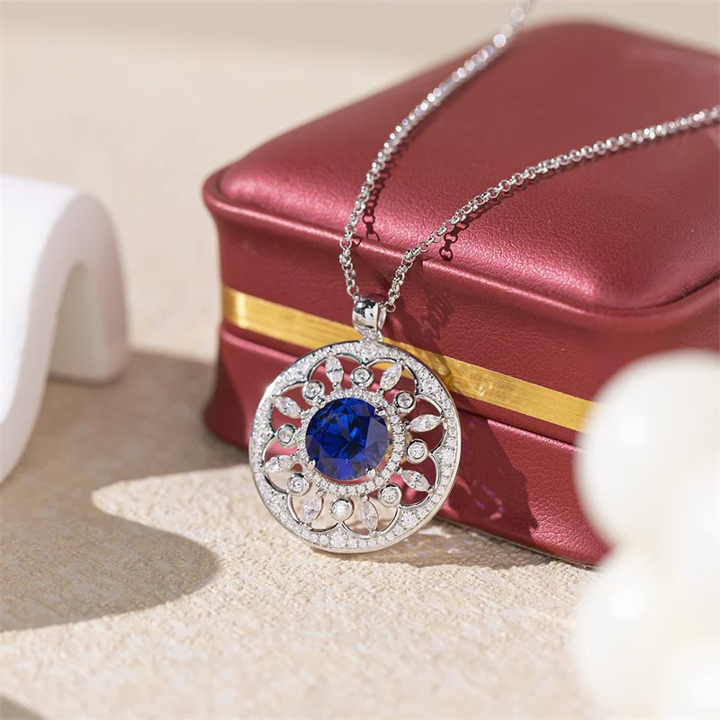 

ZFSILVER модное серебро 925 пробы, культивированный драгоценный камень 10 мм, полое синее круглое ожерелье для очаровательных женщин, аксессуары, вечерние ювелирные изделия, подарок P3-0138